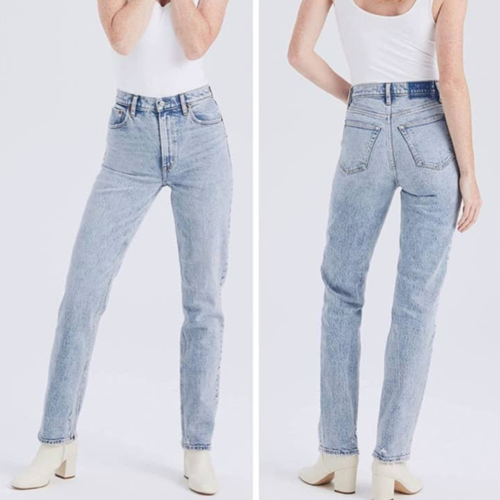 Abercrombie & Fitch Ultra High Rise Acid Wash Straight Jeans Size 37
